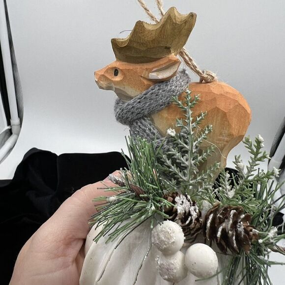 Large Deer Glass Ornament Hanging  Dimensional Mixed Media Buck Hunter Stag - Picture 2 of 6